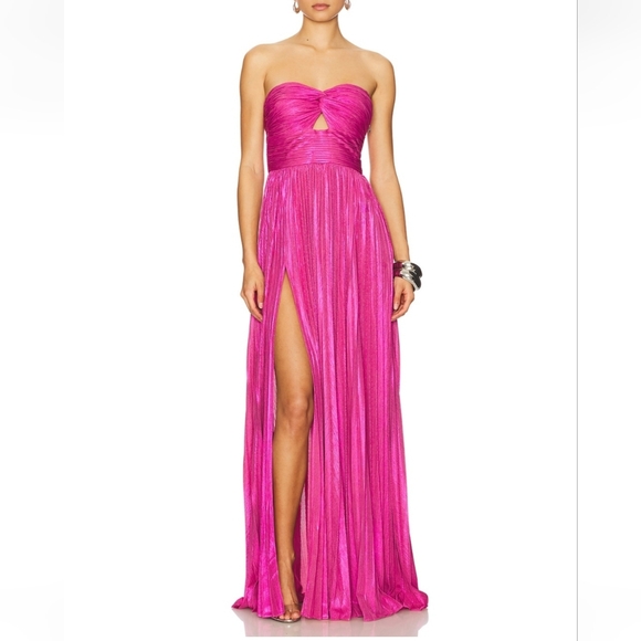 NWOT Retrofete Elora Dress XS Strapless Hot Pink Gown Maxi Dress Wedding Guest - Picture 5 of 13